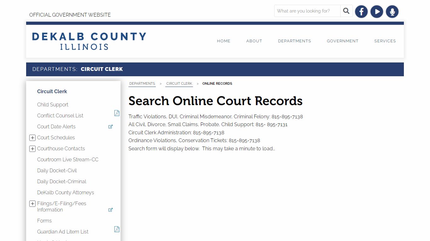 Search Online Court Records - DeKalb County, Illinois